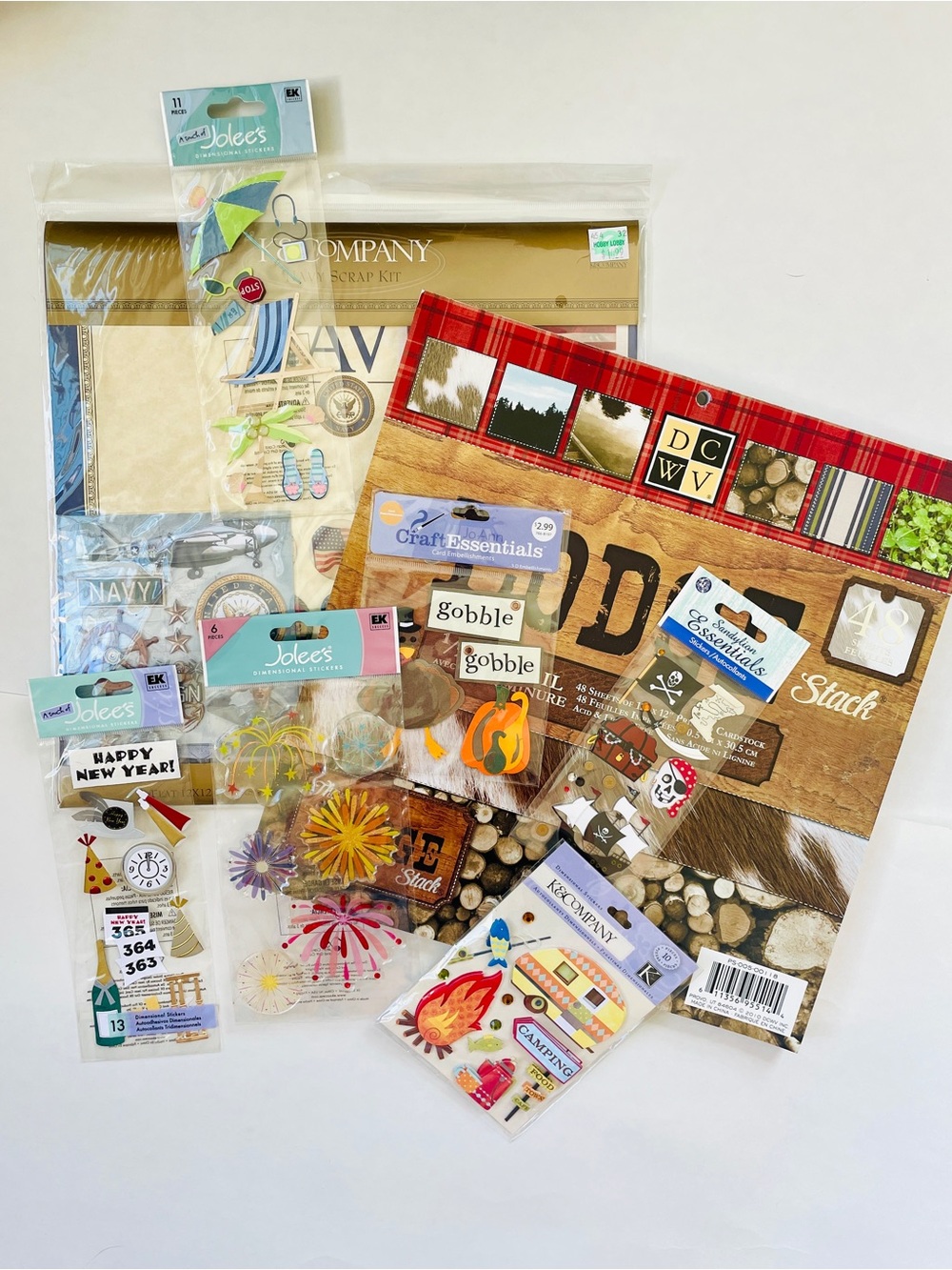 Assorted Scrapbooking Paper Craft Sticker Embellishment Bundle Holiday